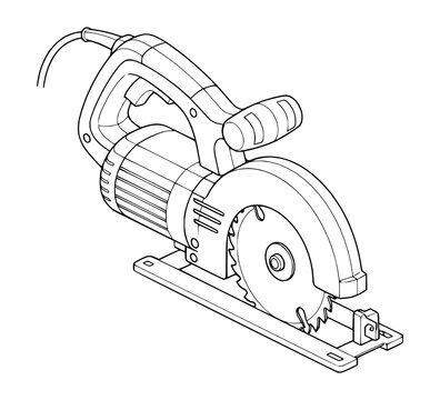 black and white circular saw tool clip art preview