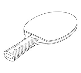 Isometric Table Tennis Paddle Line Art Vector SVG