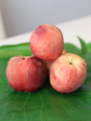 Peach — a juicy and sweet stone fruit known for its fuzzy skin and fragrant aroma. Rich in vitamins and antioxidants, peaches are enjoyed fresh, in desserts, or as ingredients in savory dishes. 