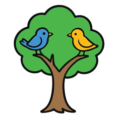 Two birds on tree