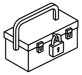 Isometric Toolbox Locked Line Art Vector SVG
