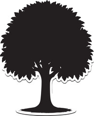 Black tree silhouette isolated on white background vector illustration