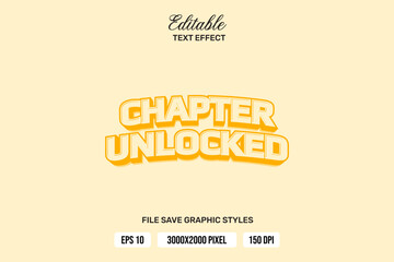 Premium Chapter Unlocked text effects can be edited again, suitable poster, template white background.