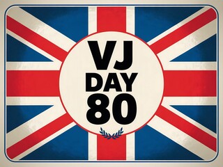 Commemorating vj day 80 years with the union jack flag and special anniversary text
