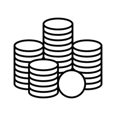 coin stack, token line icon with editable stroke