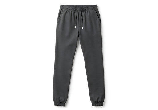 Gray sweatpants mockup for casual wear isolated on white background