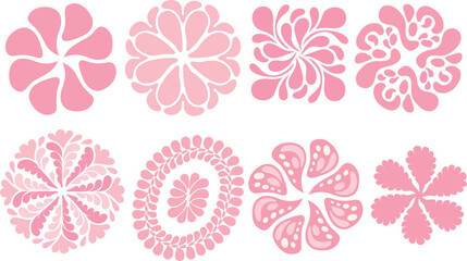 Fototapeta premium Abstract Posters Set with Daisy Flower. Aesthetic Modern Art Illustration. Vector Retro Groovy Pattern. Retro Floral Posters. Organic shapes aesthetic wall art in trendy. Curvy psychedelic sum