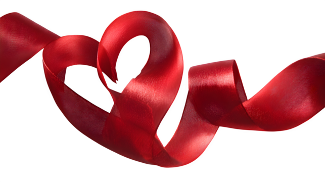 Red Ribbon Heart Shape, isolated on transparent background