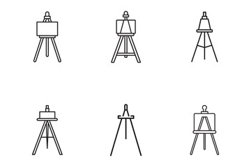 Collection of Six Minimalist Easel Line Art Illustrations for Artists Studios and Art Supply Stores