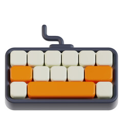Minimalist 3D Keyboard Render with White and Orange Keys on Green