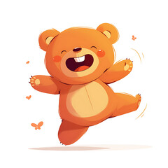 Obraz premium A cute cartoon bear illustrated in a playful and charming style. The bear has a soft, friendly expression, rounded shapes, and warm colors, perfect for children’s books, stickers, or T-shirt designs.