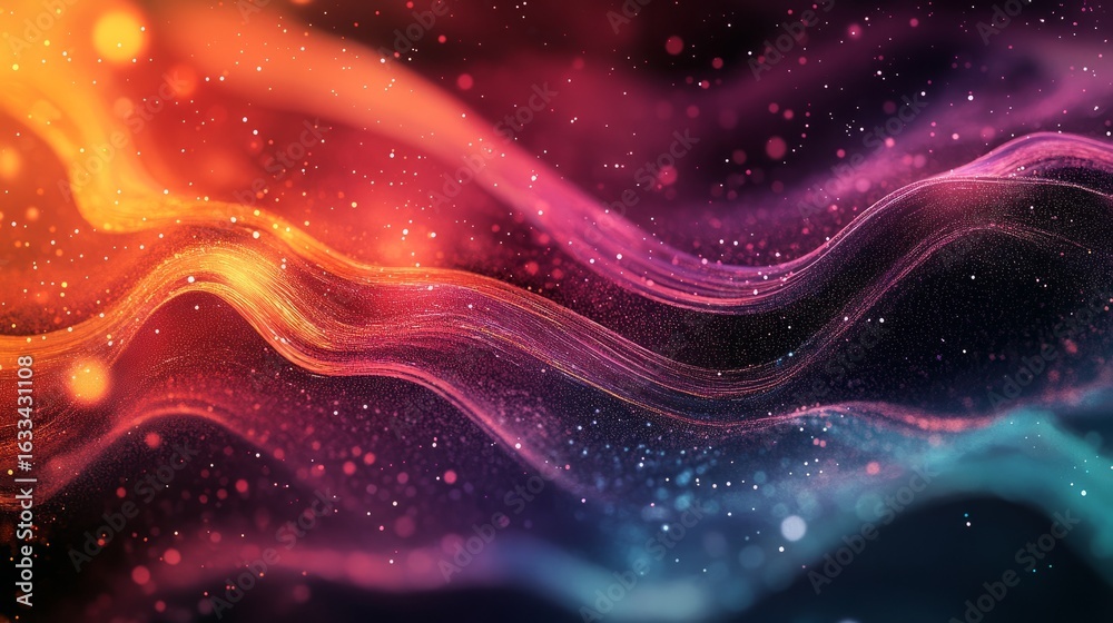 Wall mural abstract digital wave background with flowing futuristic lines and dynamic particle effects in vibra