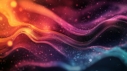 Obraz premium Abstract digital wave background with flowing futuristic lines and dynamic particle effects in vibrant colors, creative high-resolution wallpaper design for modern technology, information systems, and