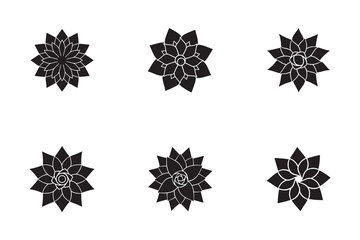 Elegant Collection of Black Flower Icons on White Background Perfect for Graphic Design and Creative Projects