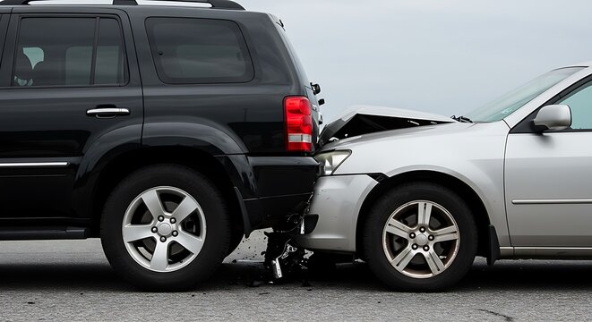 Rear end collision car accident showing damage to vehicles and illustrating road safety concerns insurance claims and potential personal injury litigation
