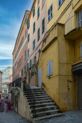 Corsica, Bastia, typical colorful houses in the historic center
