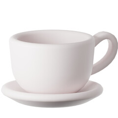 Minimalist White Coffee Cup and Saucer