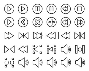 Comprehensive collection of music player interface elements and controls for digital media applications isolated on transparent background