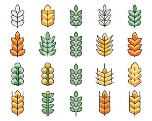 Clean outline graphic representation of a single wheat ear or grain stalk isolated on transparent background