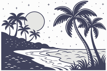 vector illustration of a tropical island
