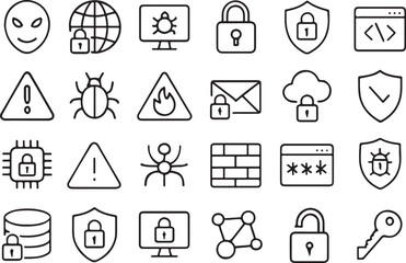 Fototapeta premium Cybersecurity and Network Security Icons Collection data protection privacy