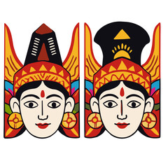 vector illustration of face with decorated costume