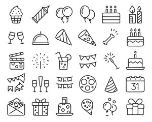 Festive celebration event planning design elements for parties and gatherings isolated on transparent background