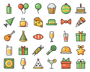 A festive gathering of people celebrating a special event depicted as a clean glyph icon isolated on transparent background