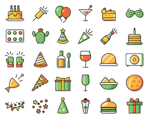 A festive gathering glyph icon representing a party event with people celebrating together isolated on transparent background