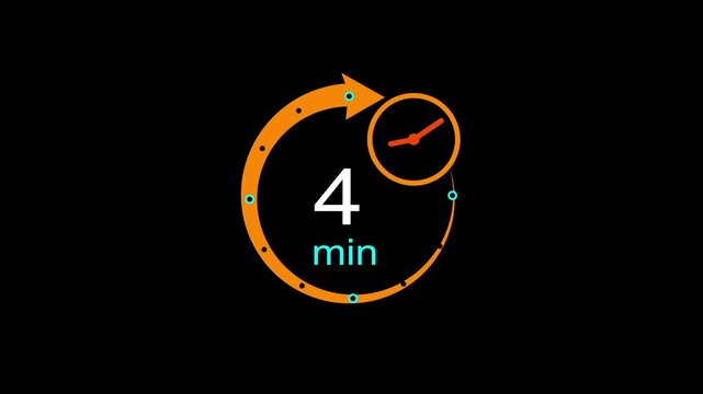 Abstract clock icon animation. arrow Clock 4 minute icon Digital and analog clock 4 minutes isolated on white background. and creating a stunning video.4k video	
