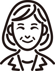 人物　女性　ミドル　シニア　ビジネス　スーツ　線　シンプル　アイコン　イラスト　素材