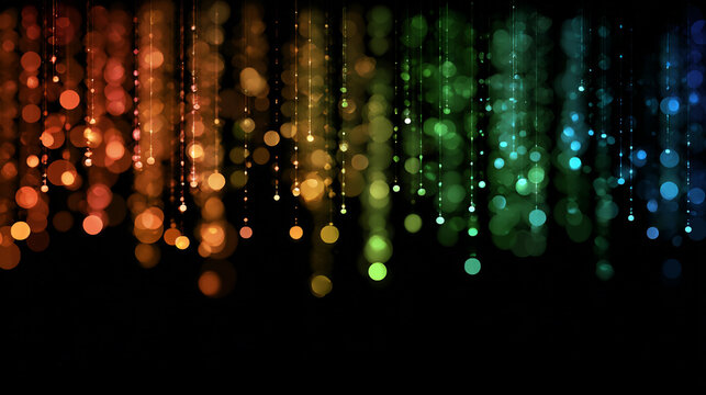 Abstract background with colorful bokeh lights and glowing particles creating a festive and vibrant atmosphere - Powered by Adobe