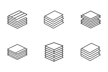 Isometric Paper Stack Icons Set for Business Layers and Documents Graphic Elements Clean Minimalist Vector Art Isolated on White