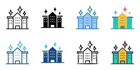 School cleaning icon set multiple style collection 
