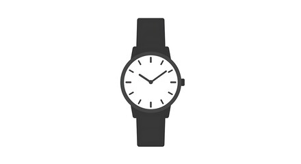 A minimalist black watch with a white face isolated on a white background