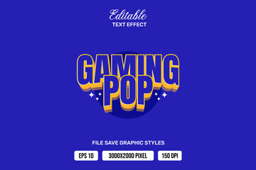 Premium gaming pop text effects can be edited again, suitable poster, template white background.