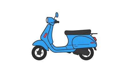 Obraz premium A blue scooter is parked against a white background viewed from the side
