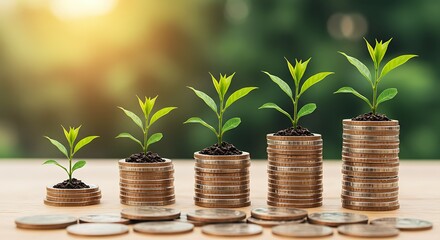 成長する資産、コインと植物