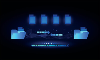 Data transfer server, folders and file document cloud backup archive system for business and AI technology digital storage platform network communication upload server infrastructure. Loading © Isasoulart