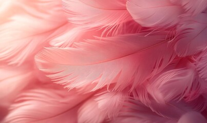 Obraz premium Soft pink feathers forming a delicate texture background, ideal for use in beauty, wellness, or soft design concepts, Generative AI