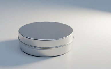 Blank Round Tin Can Mockup For Balm Or Wax On White Table