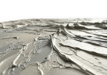 Textured gray paint strokes abstract art isolated on transparent background