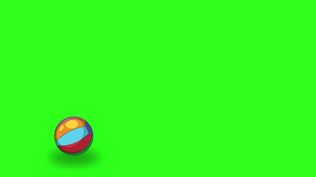 Colorful Ball Bouncing on Bright Green Background Animation