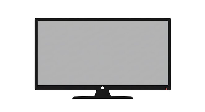 Front view of a contemporary widescreen television monitor with an empty screen, isolated on a white background for digital media concepts
