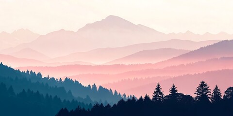 Obraz premium Majestic mountain range in soft pink and blue hues