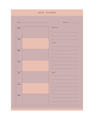 (Pink) week planner, simple plan you daily.