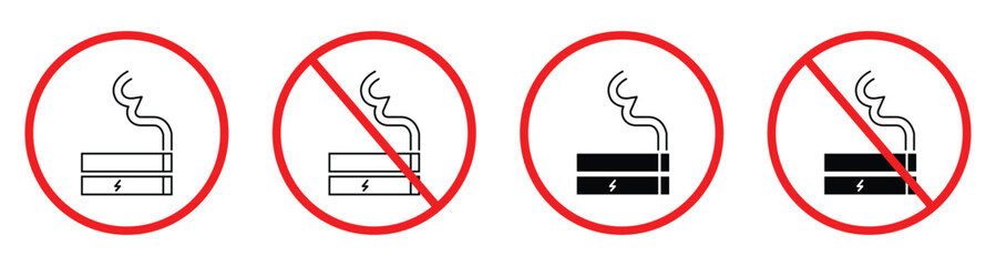Set of No Smoking, Smoking Area vector signs with cigarette icons.