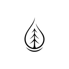 Fototapeta premium Water drop logo with pine tree, nature logo icon template
