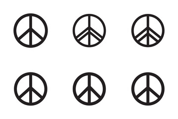 Obraz premium Peace Symbols on White Background Representing Peace Love and Harmony for Social Justice and Activism Design Element