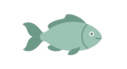 Simple illustration of a blue-green fish with a friendly expression, perfect for aquatic themes and nature designs